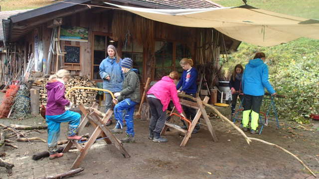 dann sägen und spalten wir es für Brennholz im Winter